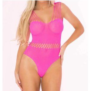 Pink Lipstick Lingerie Bodysuit